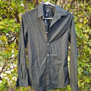 H&M grey button down long sleeve dress shirt